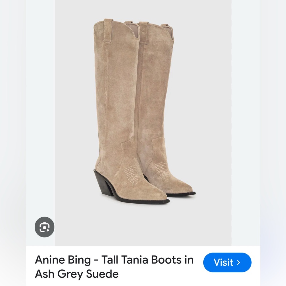 Anine Bing Tan Knee-high Boots with Suede Material and Moderate Heel